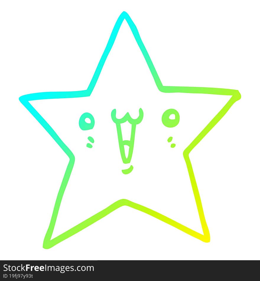 cold gradient line drawing happy cartoon star