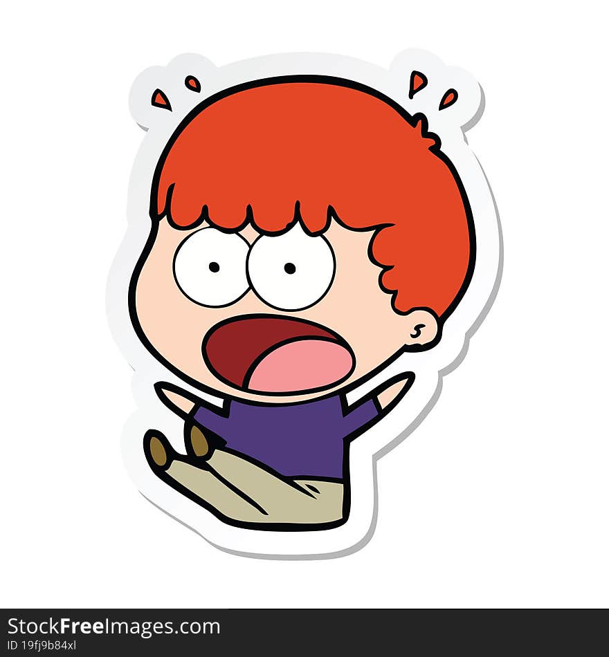 sticker of a cartoon shocked man