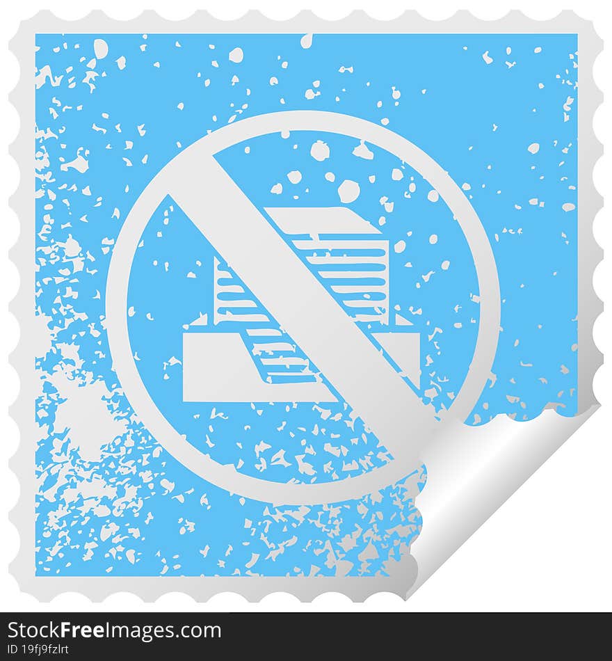 distressed square peeling sticker symbol paperless office symbol