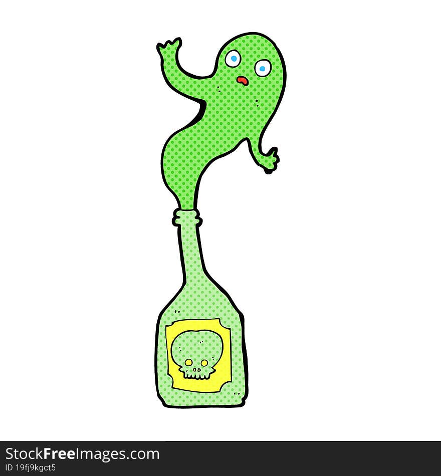 cartoon ghost in bottle