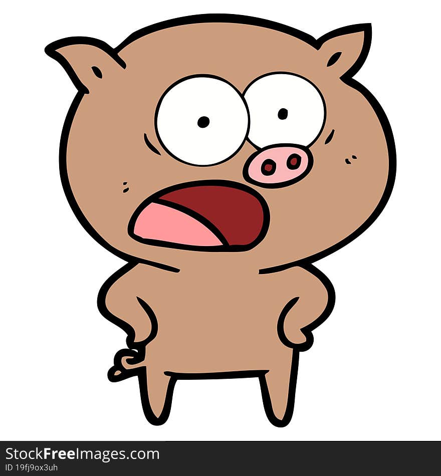 cartoon pig shouting. cartoon pig shouting