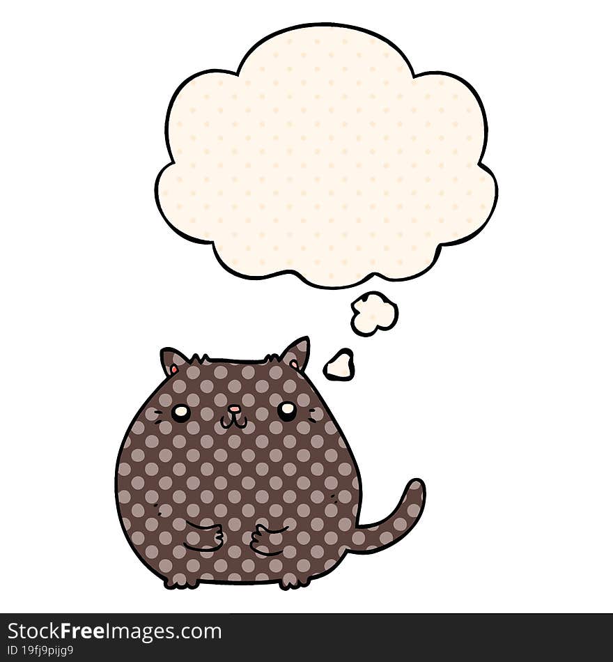 cartoon cat with thought bubble in comic book style