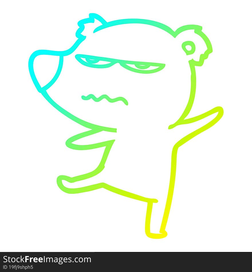 cold gradient line drawing annoyed bear cartoon pointing