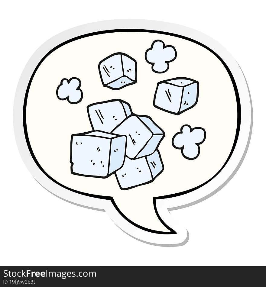 Cartoon Ice Cubes And Speech Bubble Sticker