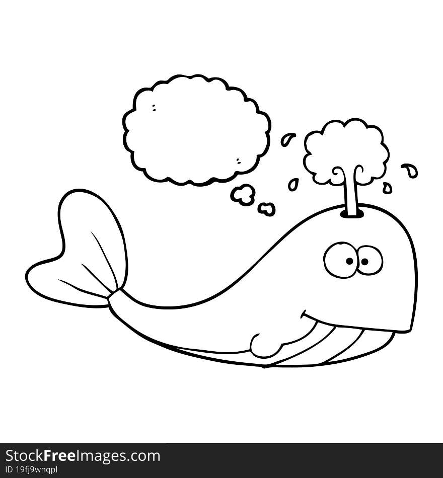 Thought Bubble Cartoon Whale Spouting Water