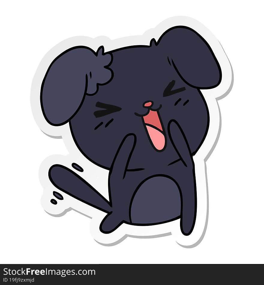 sticker cartoon of cute kawaii dog