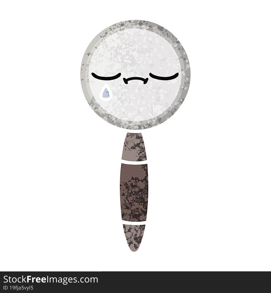 retro illustration style cartoon magnifying glass