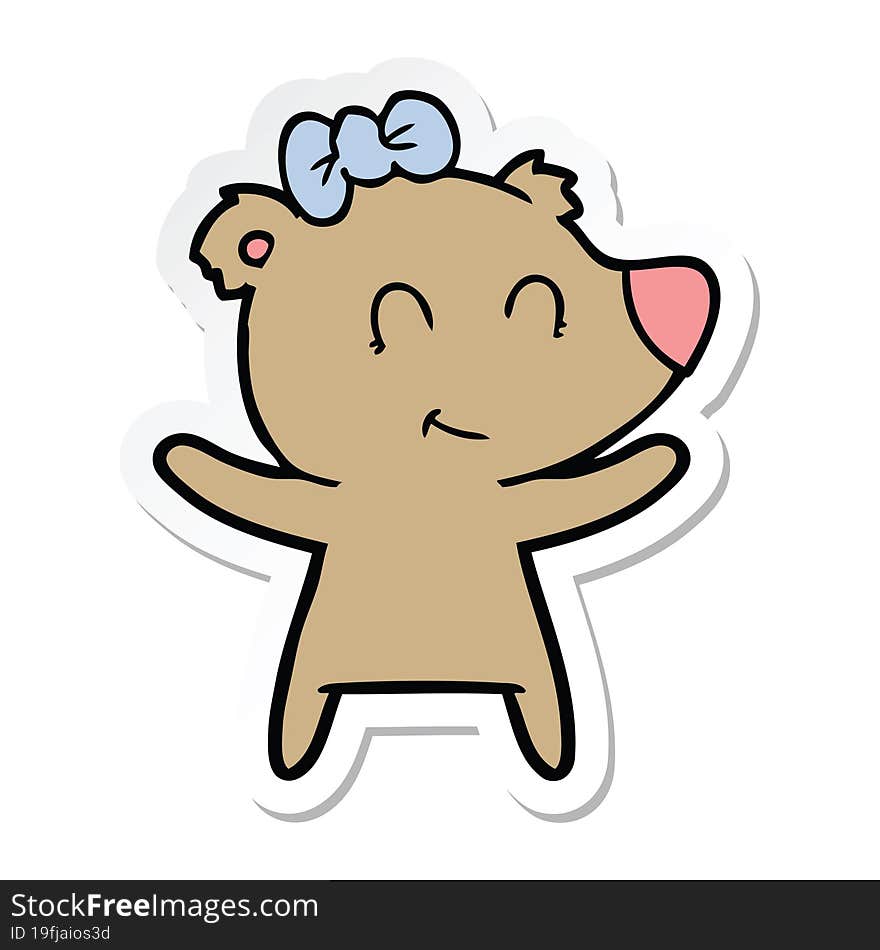 sticker of a female bear cartoon