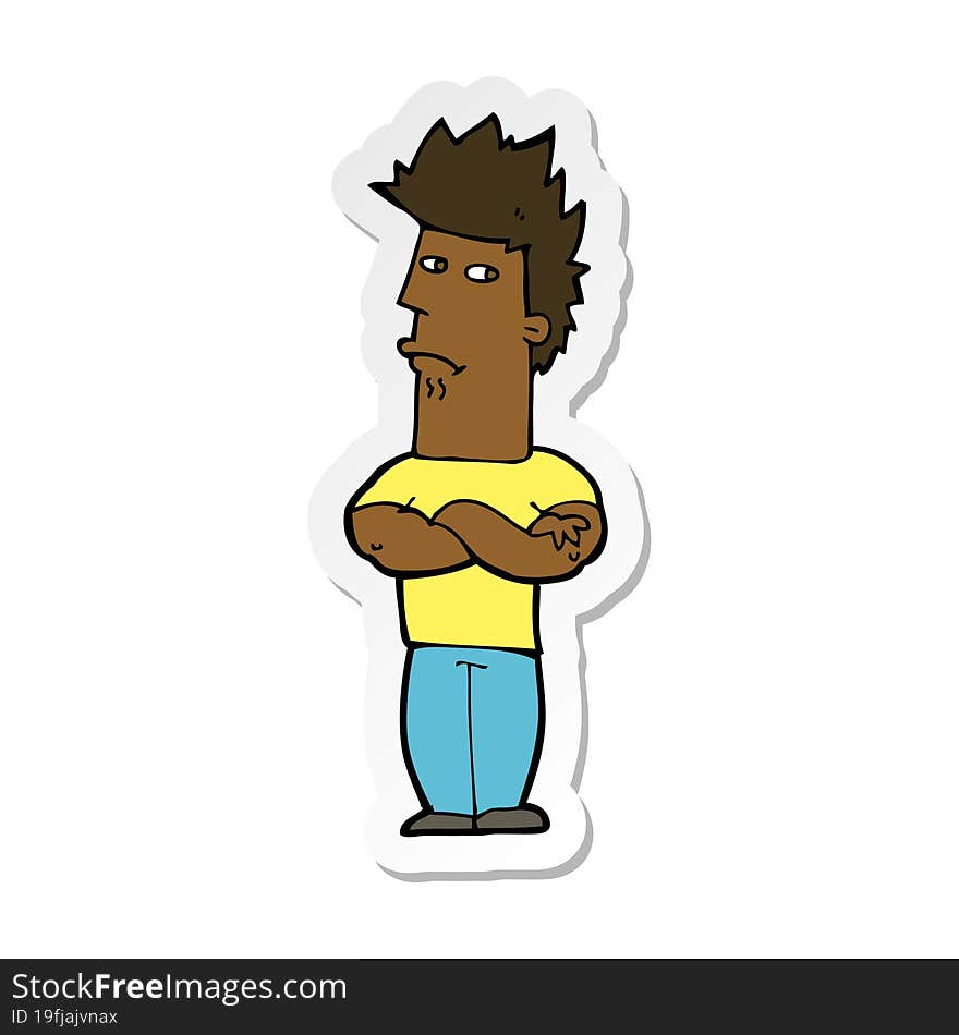 sticker of a cartoon man sulking