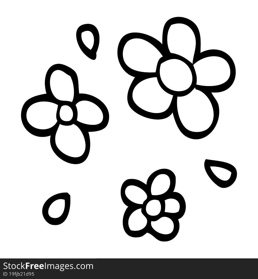 line drawing cartoon decorative flowers