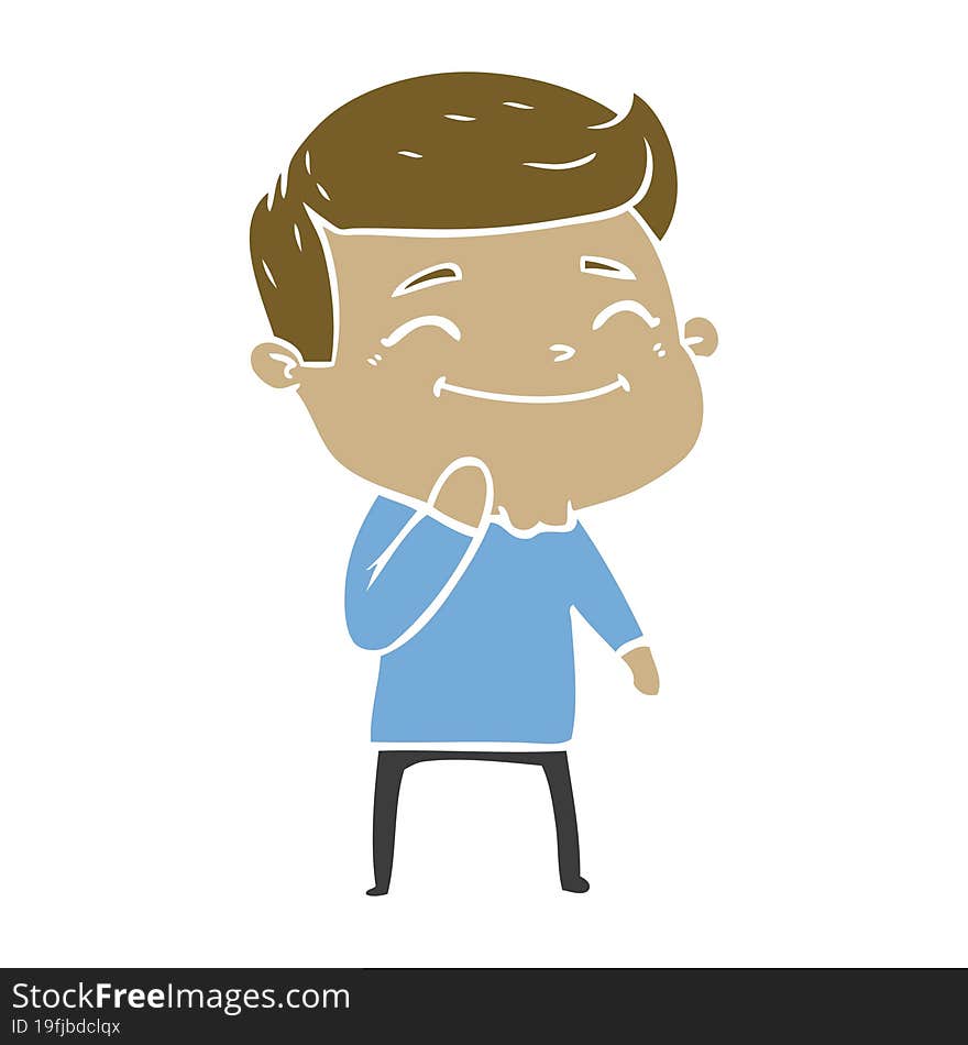 Happy Flat Color Style Cartoon Man