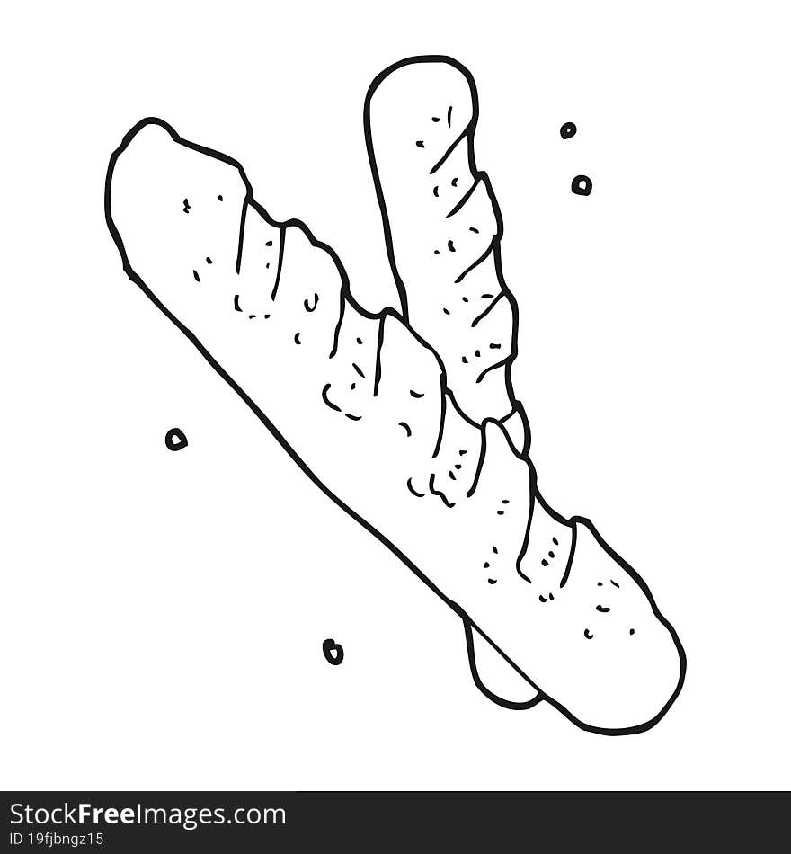 Black And White Cartoon Baguette