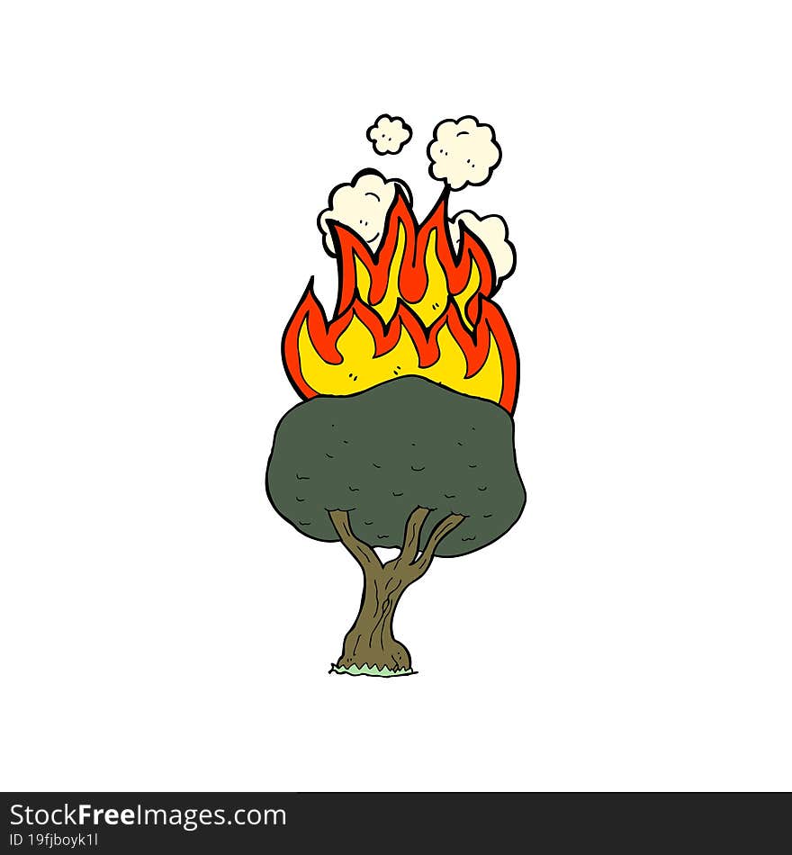 cartoon tree on fire