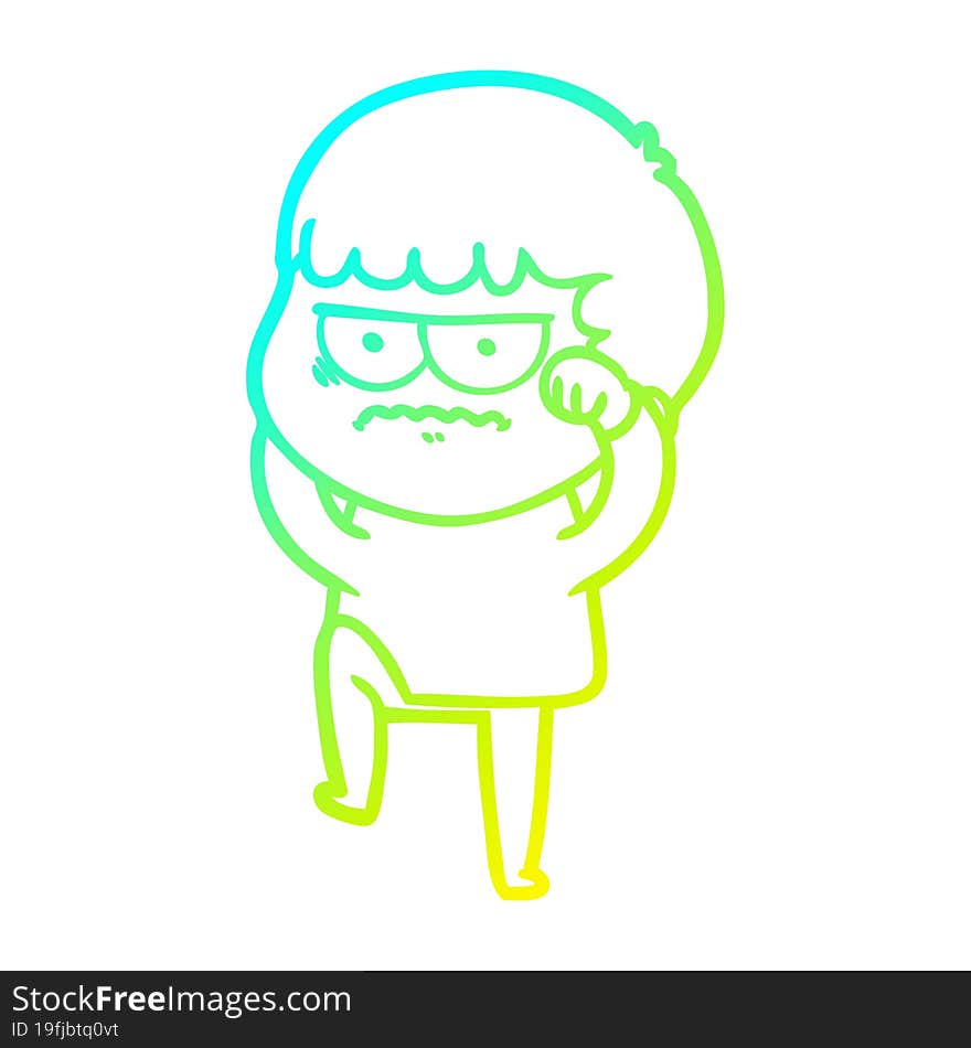 cold gradient line drawing cartoon annoyed man