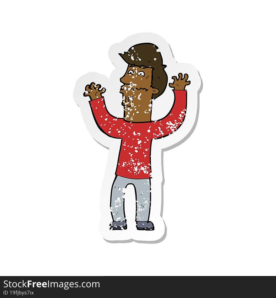 retro distressed sticker of a cartoon nervous man