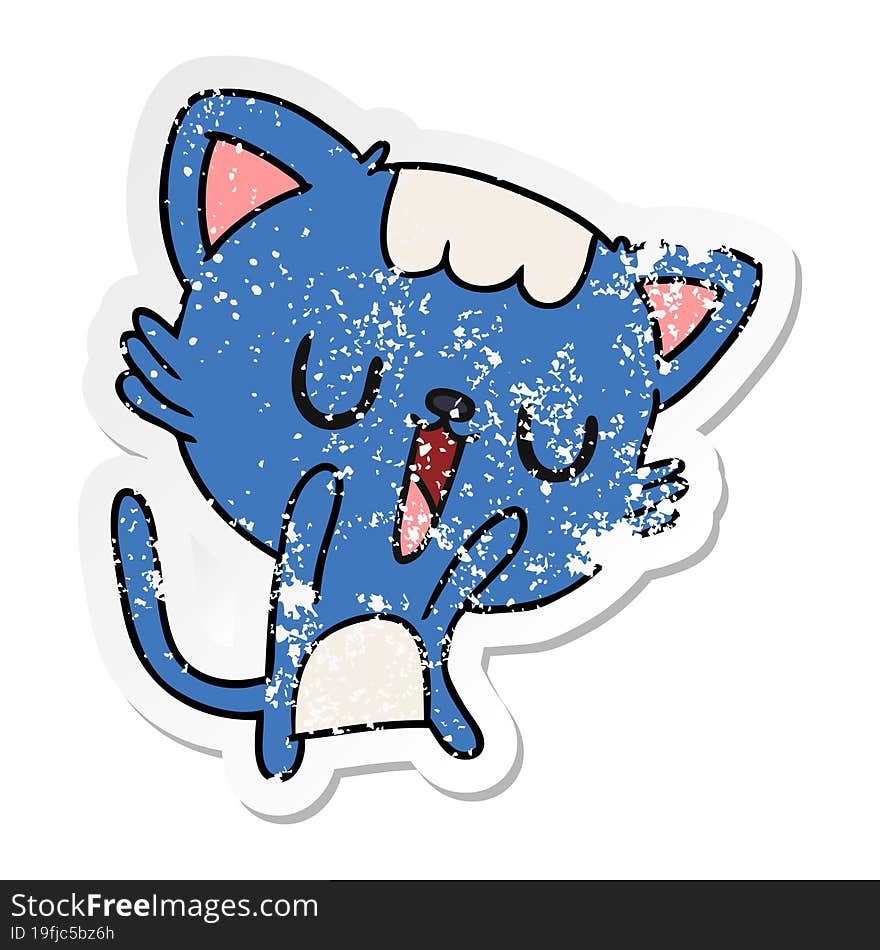 distressed sticker cartoon of cute kawaii cat