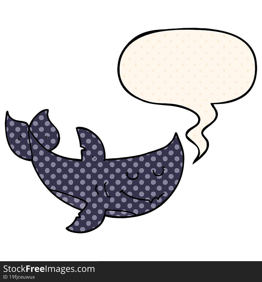 Cartoon Shark And Speech Bubble In Comic Book Style