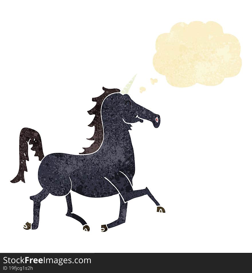 cartoon unicorn with thought bubble