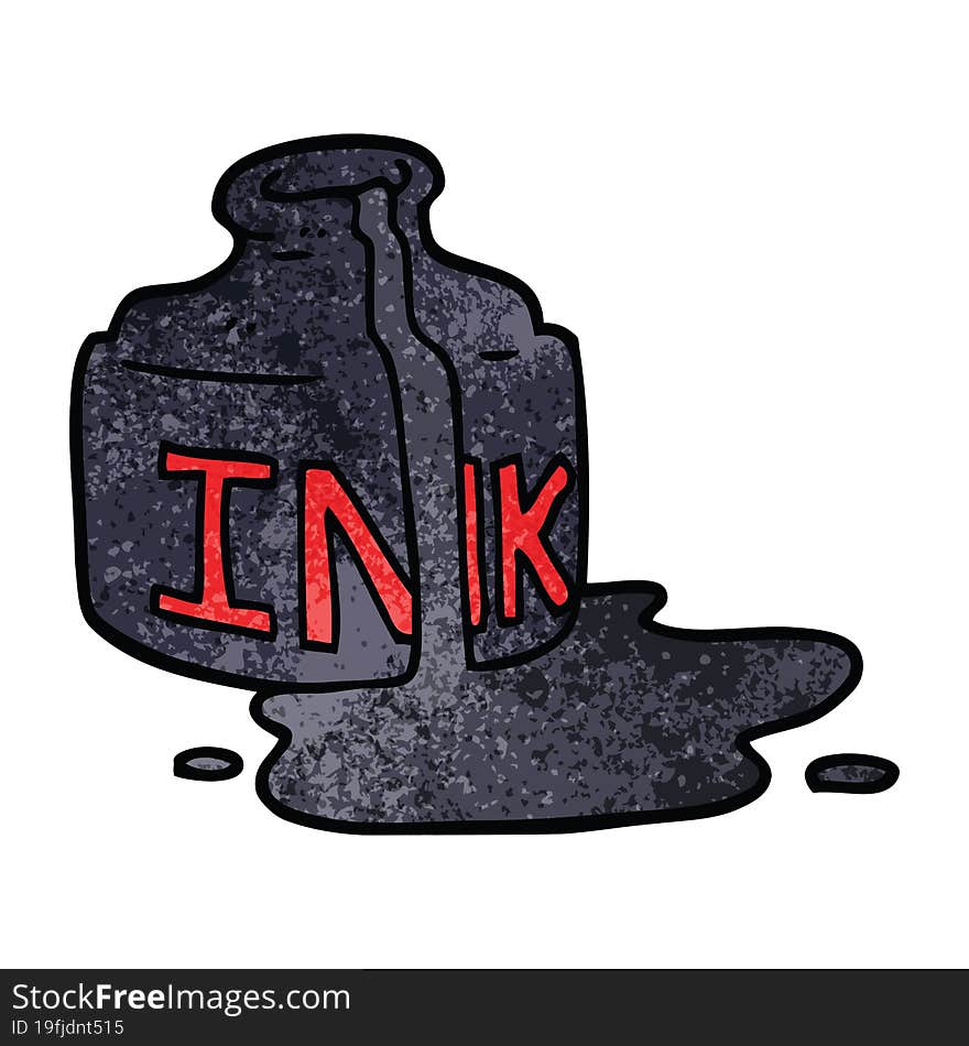 cartoon doodle spilled ink bottle