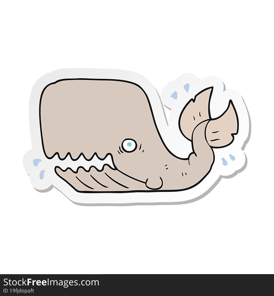 sticker of a cartoon angry whale