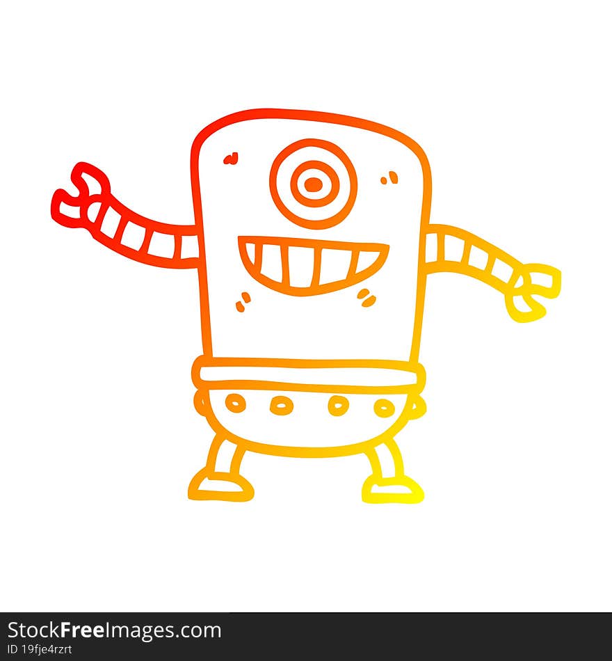 Warm Gradient Line Drawing Cartoon Robot