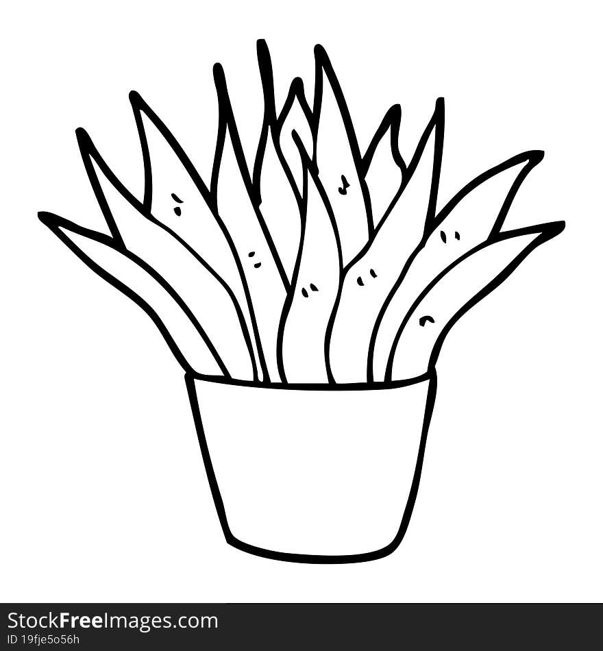 line drawing cartoon house plant