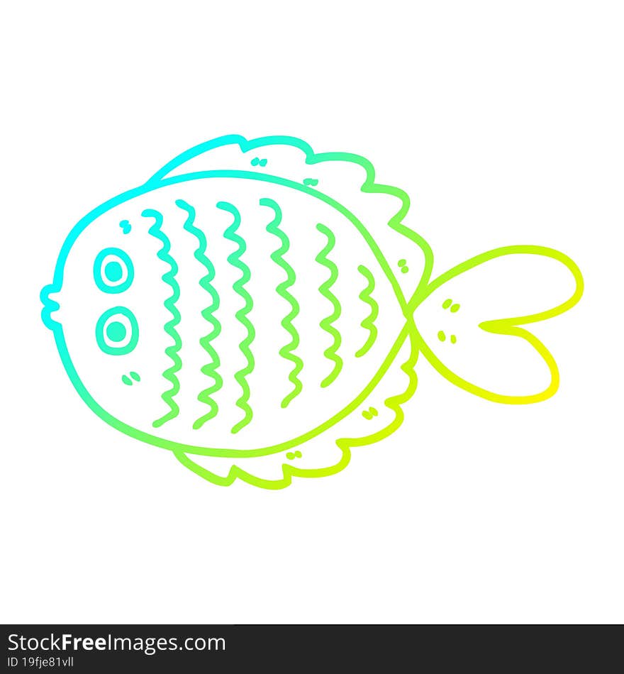 cold gradient line drawing cartoon flat fish