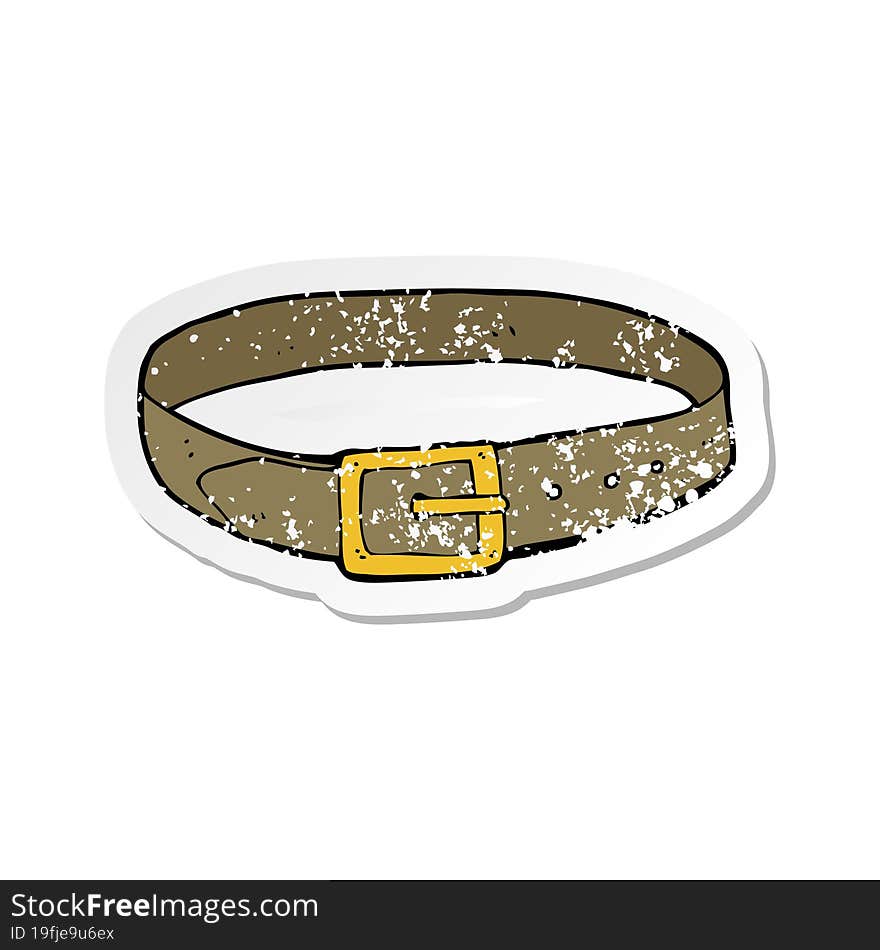 Retro Distressed Sticker Of A Cartoon Leather Belt