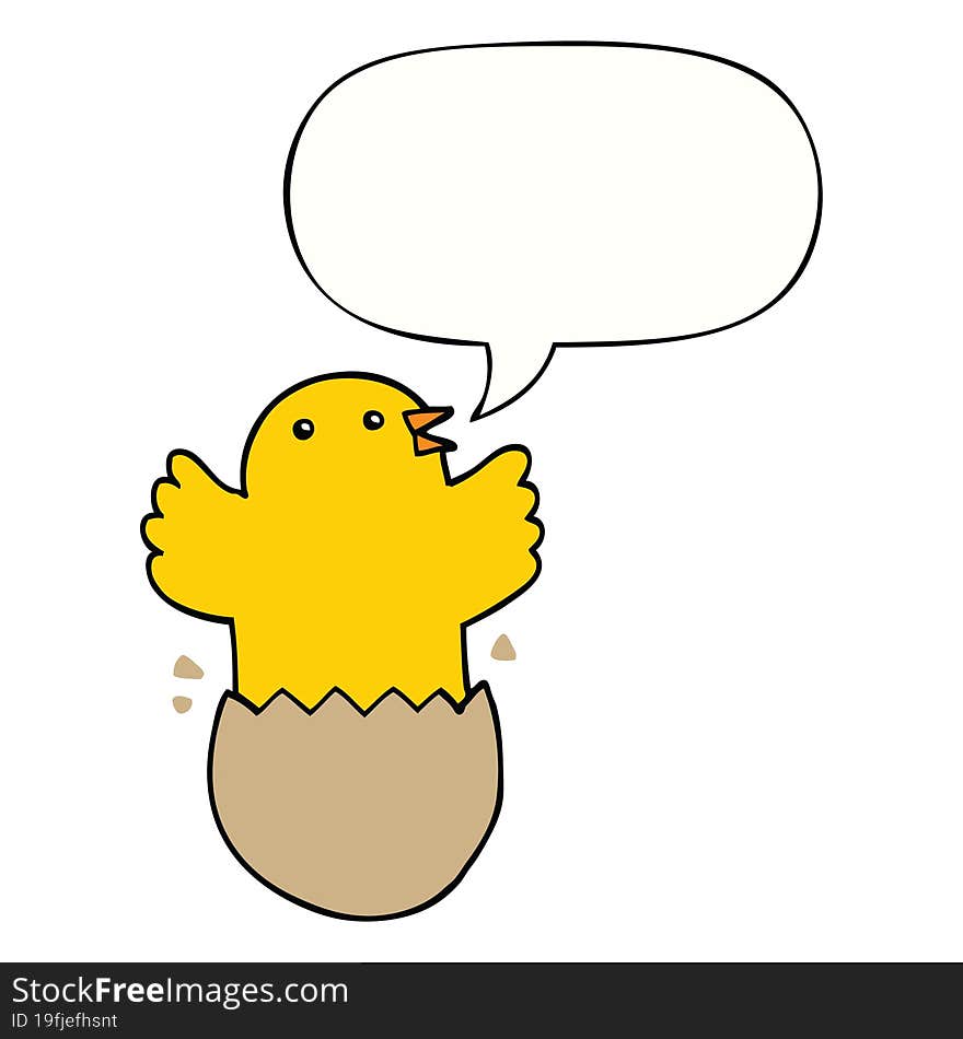 cartoon hatching bird and speech bubble