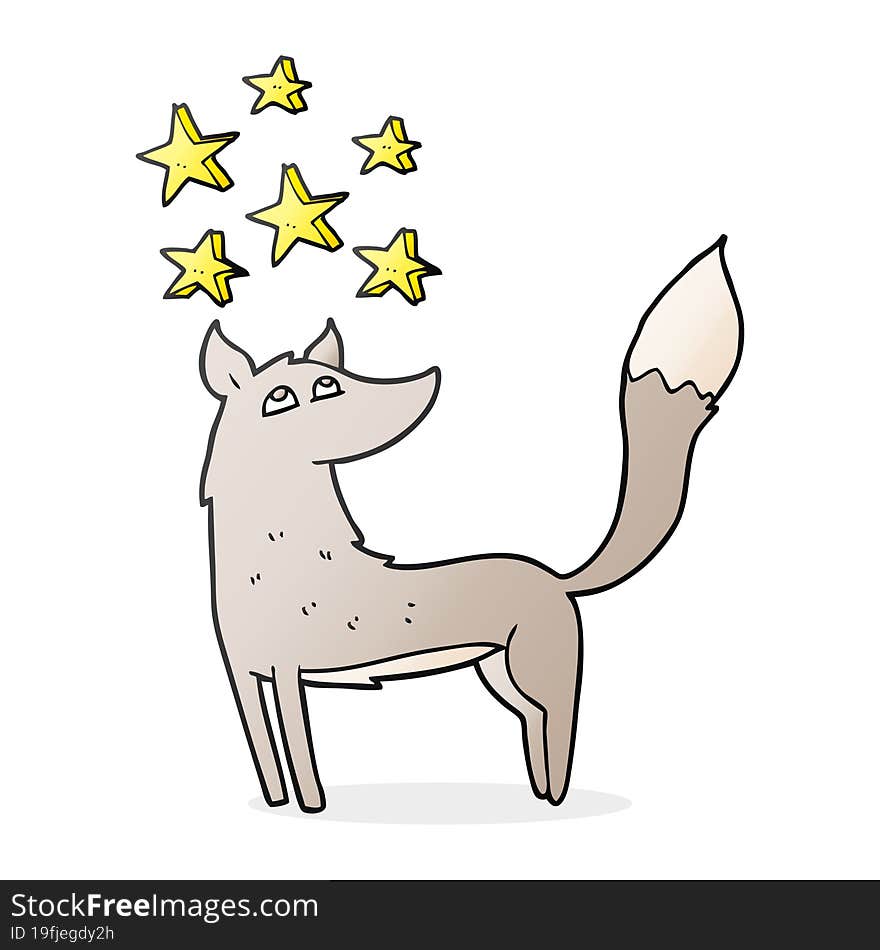 cartoon wolf with stars