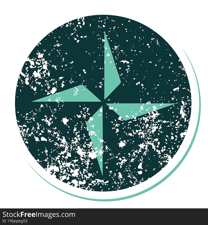 distressed sticker tattoo style icon of a star symbol