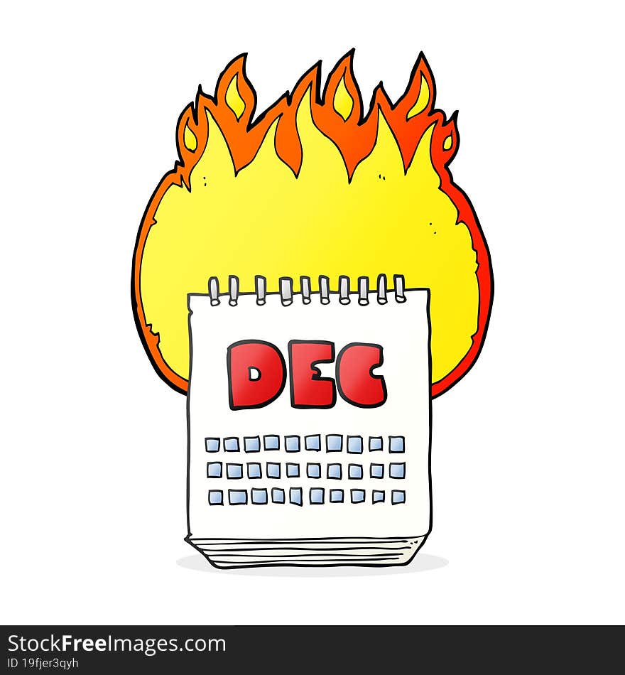 freehand drawn cartoon calendar showing month of december