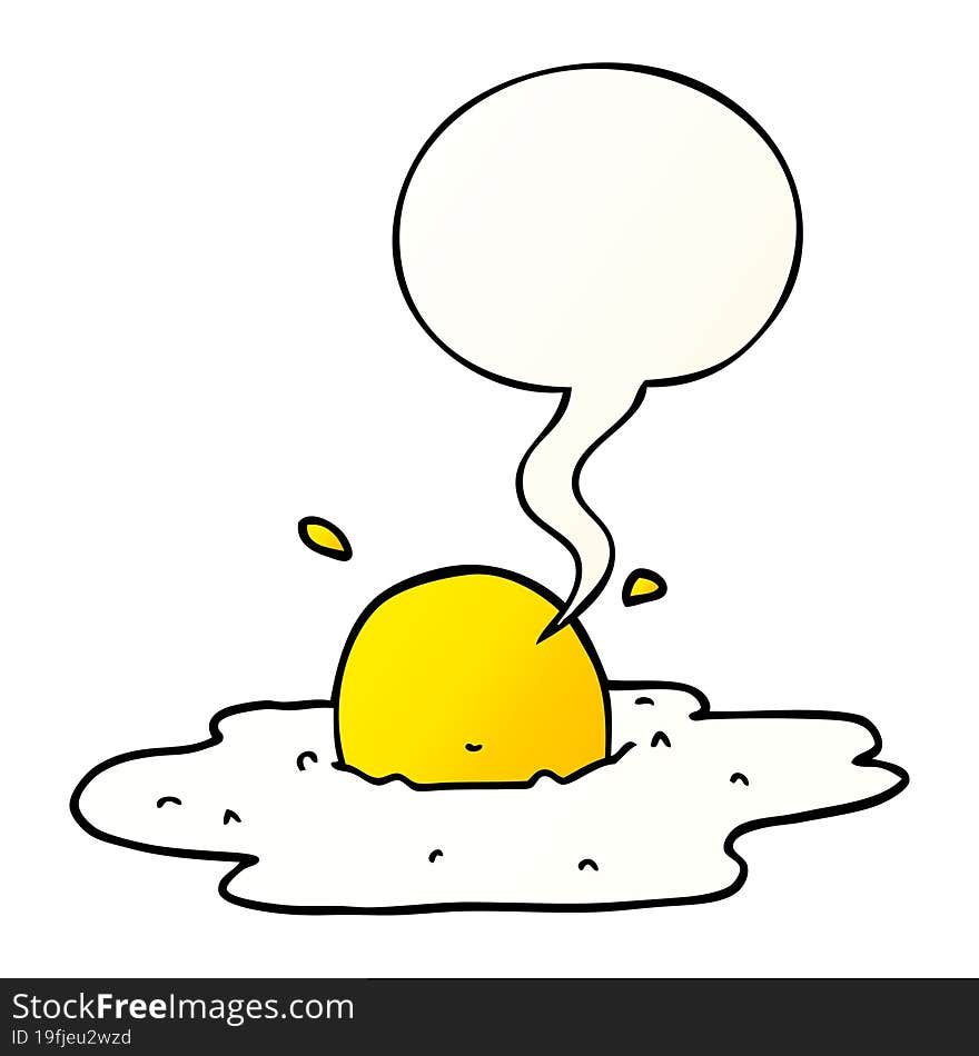 cartoon fried egg and speech bubble in smooth gradient style