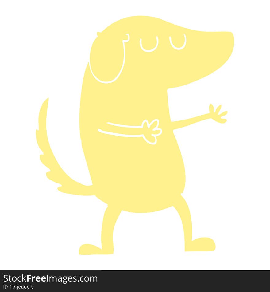 flat color illustration cartoon happy dog