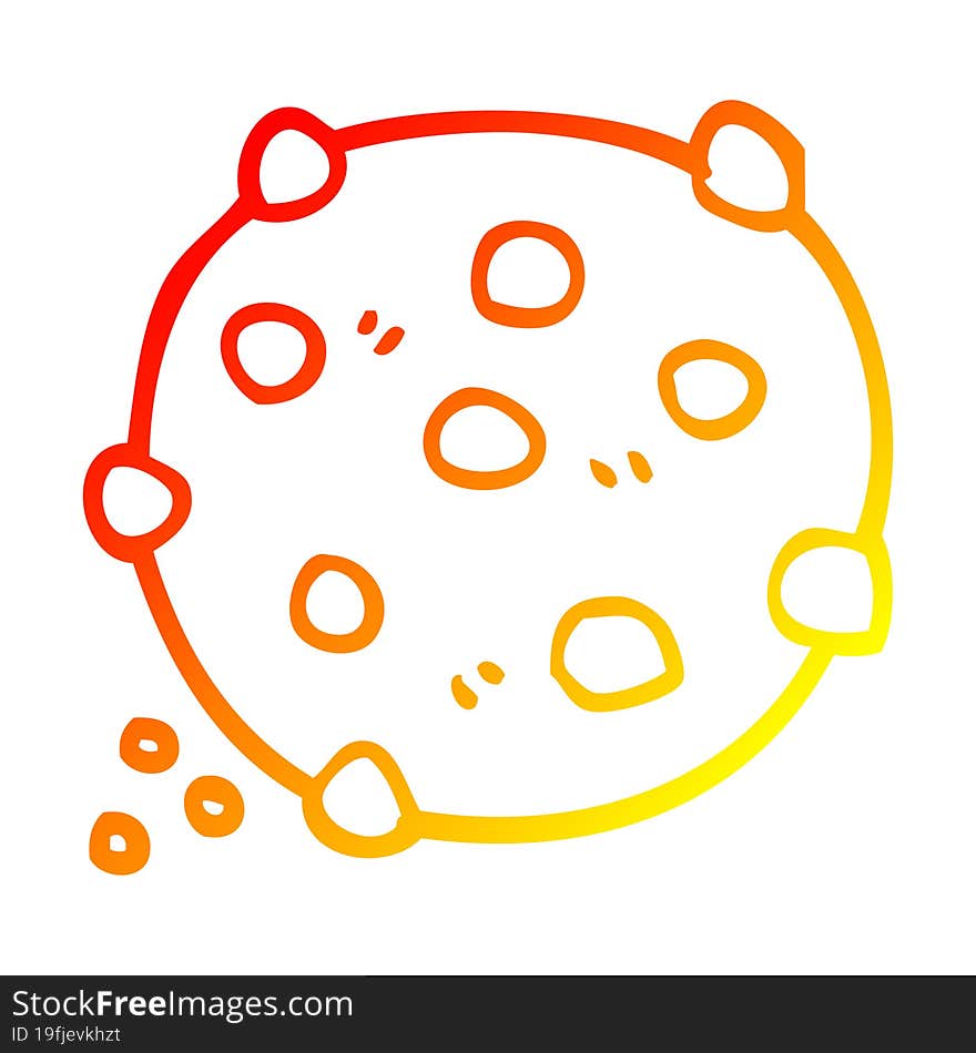 warm gradient line drawing cartoon chocolate chip cookie