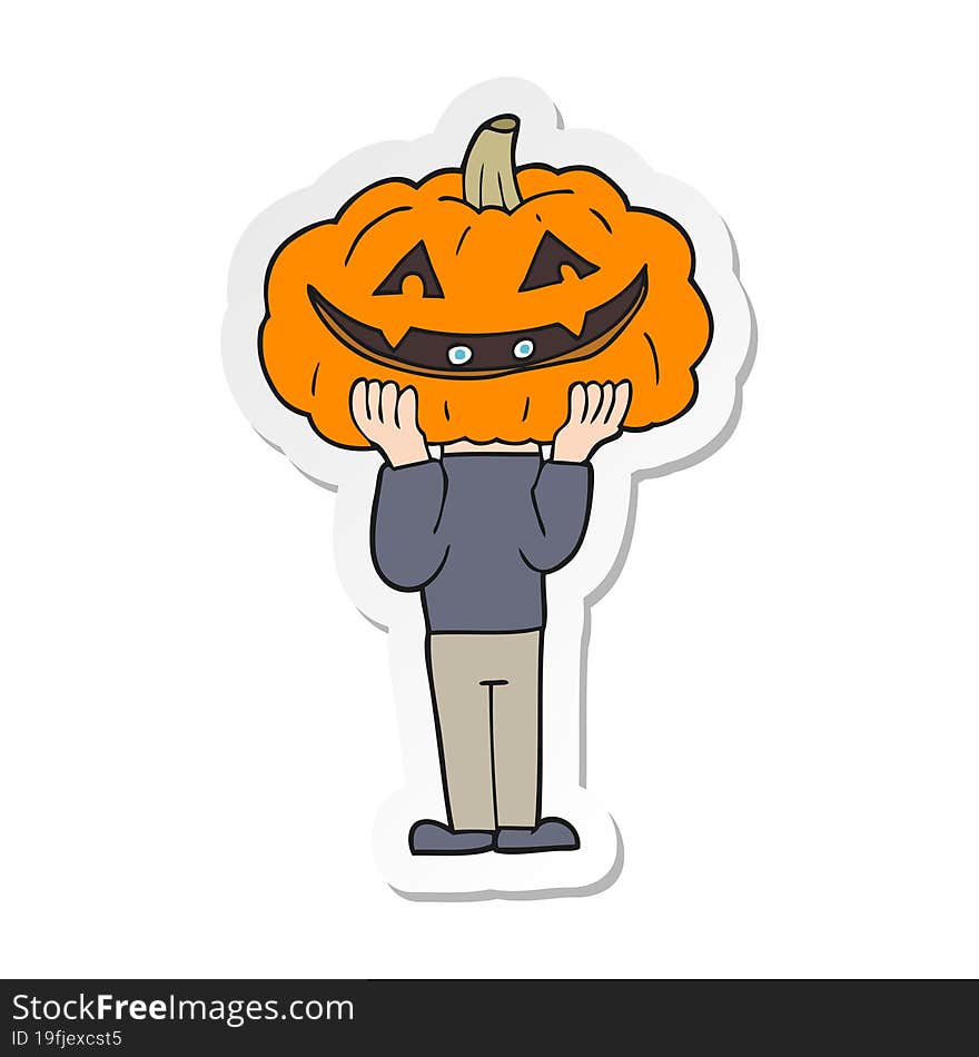 Sticker Of A Cartoon Pumpkin Head Halloween Costume