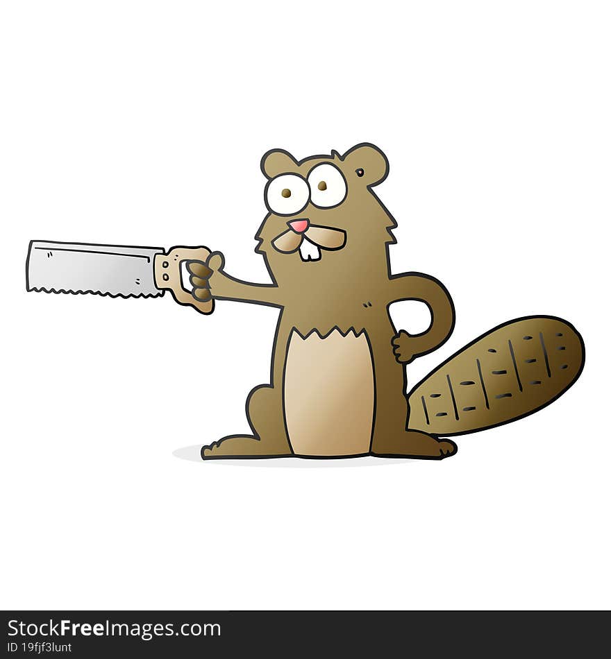 cartoon beaver with saw