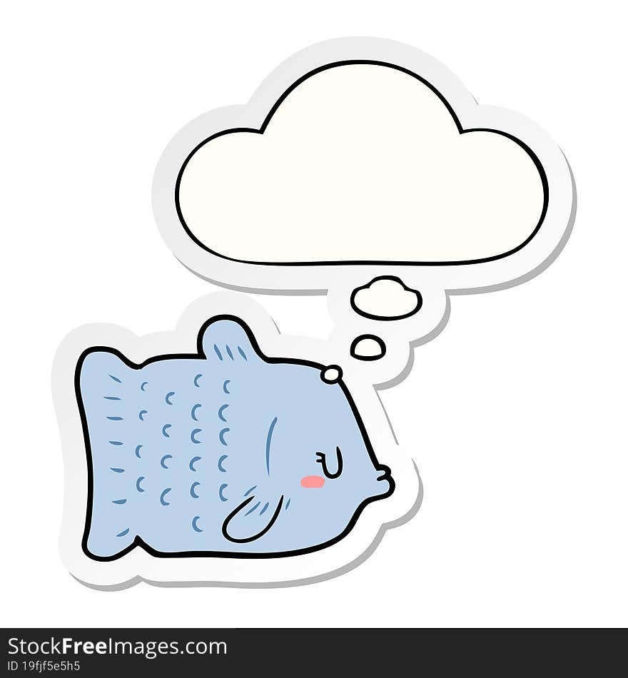 Cartoon Fish And Thought Bubble As A Printed Sticker