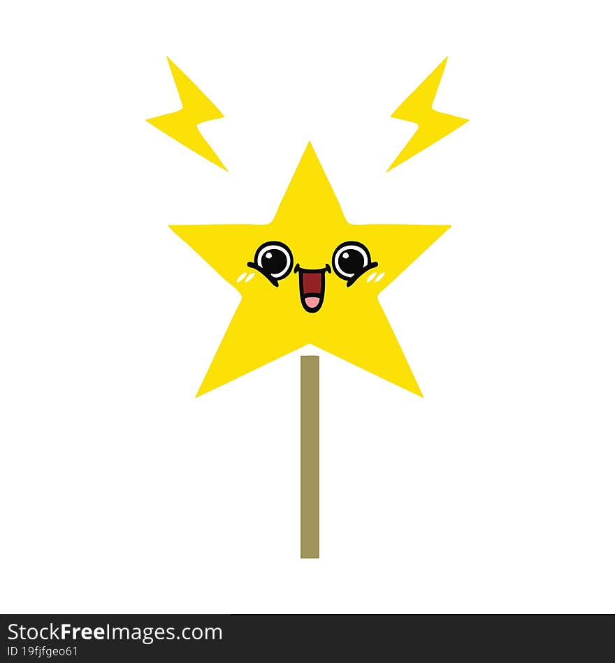 flat color retro cartoon magic wand