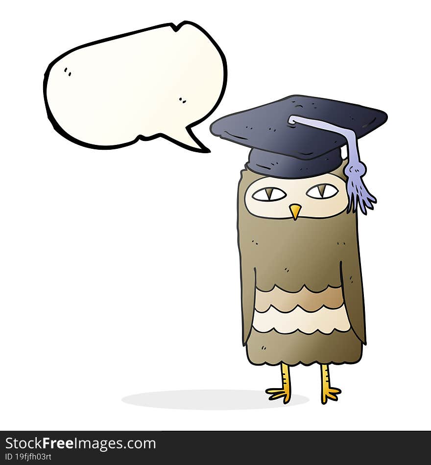 freehand drawn speech bubble cartoon wise owl