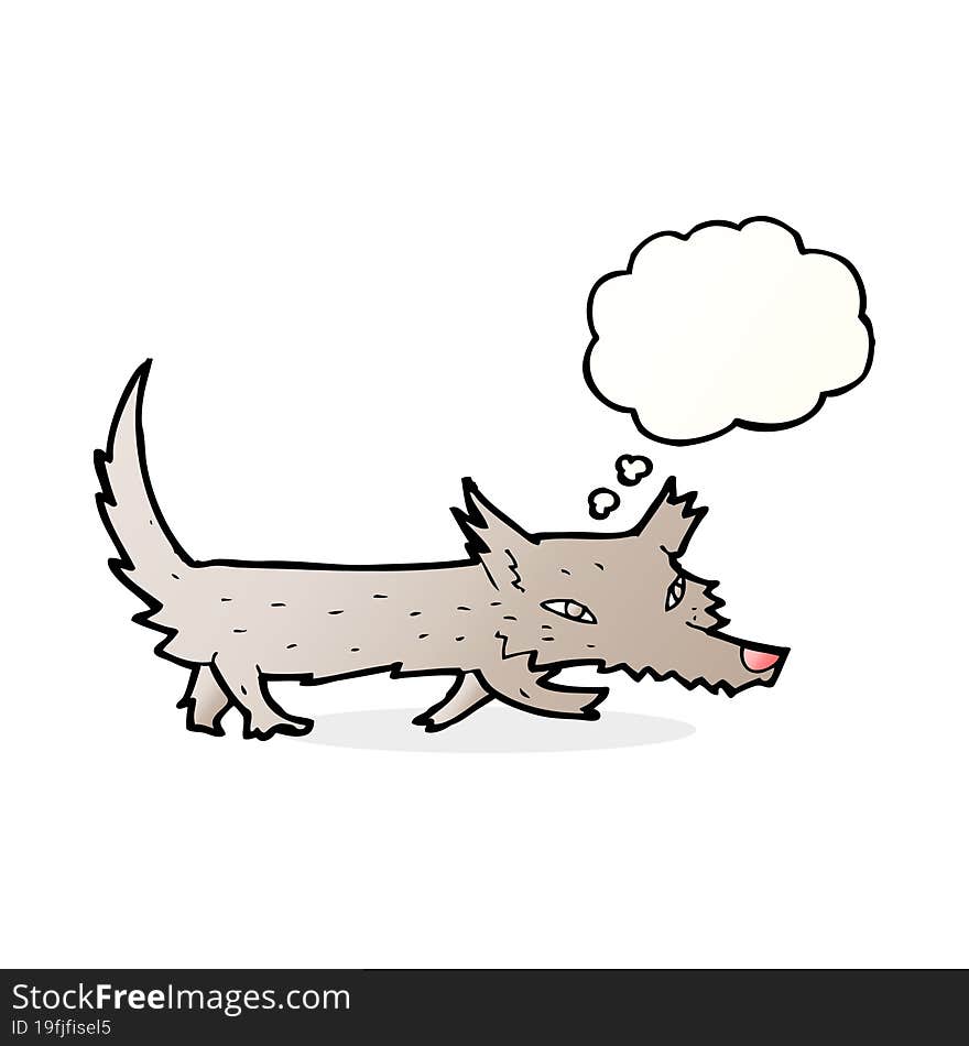 Cartoon Little Wolf With Thought Bubble