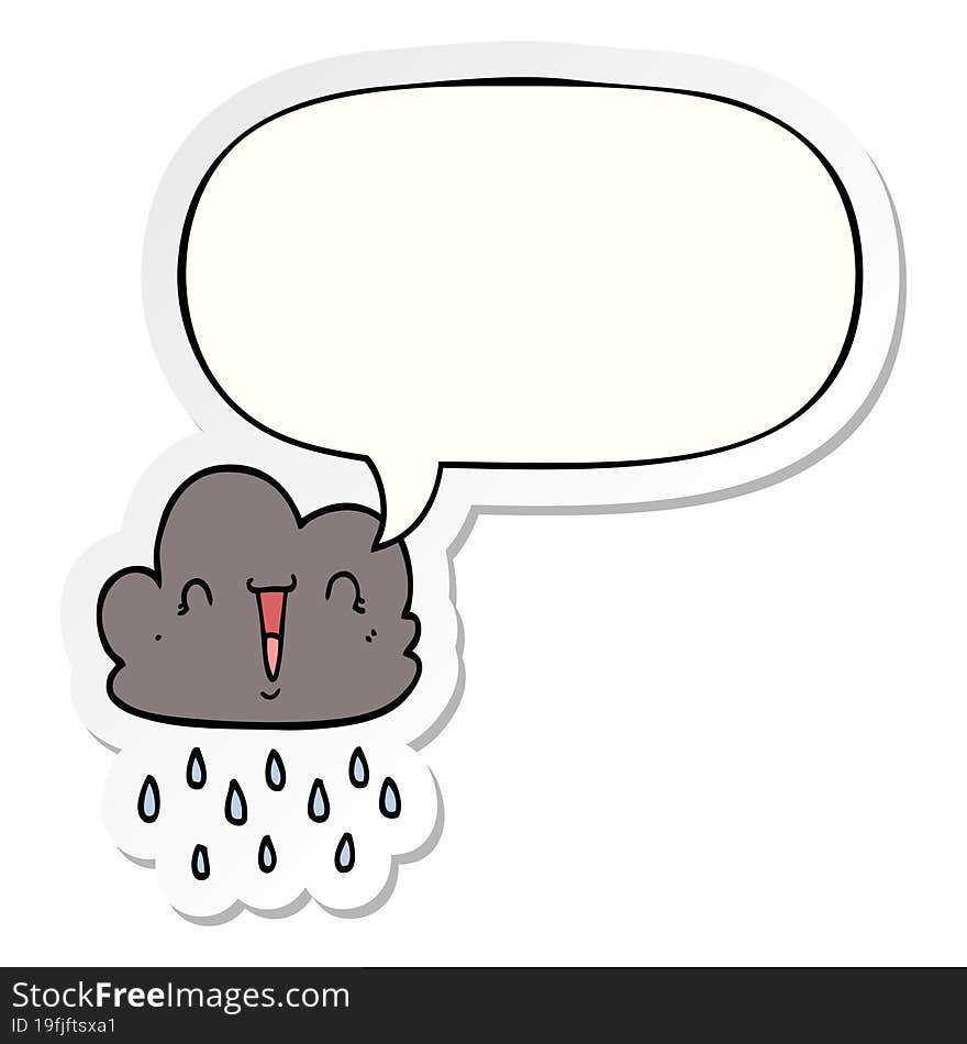 cartoon storm cloud and speech bubble sticker