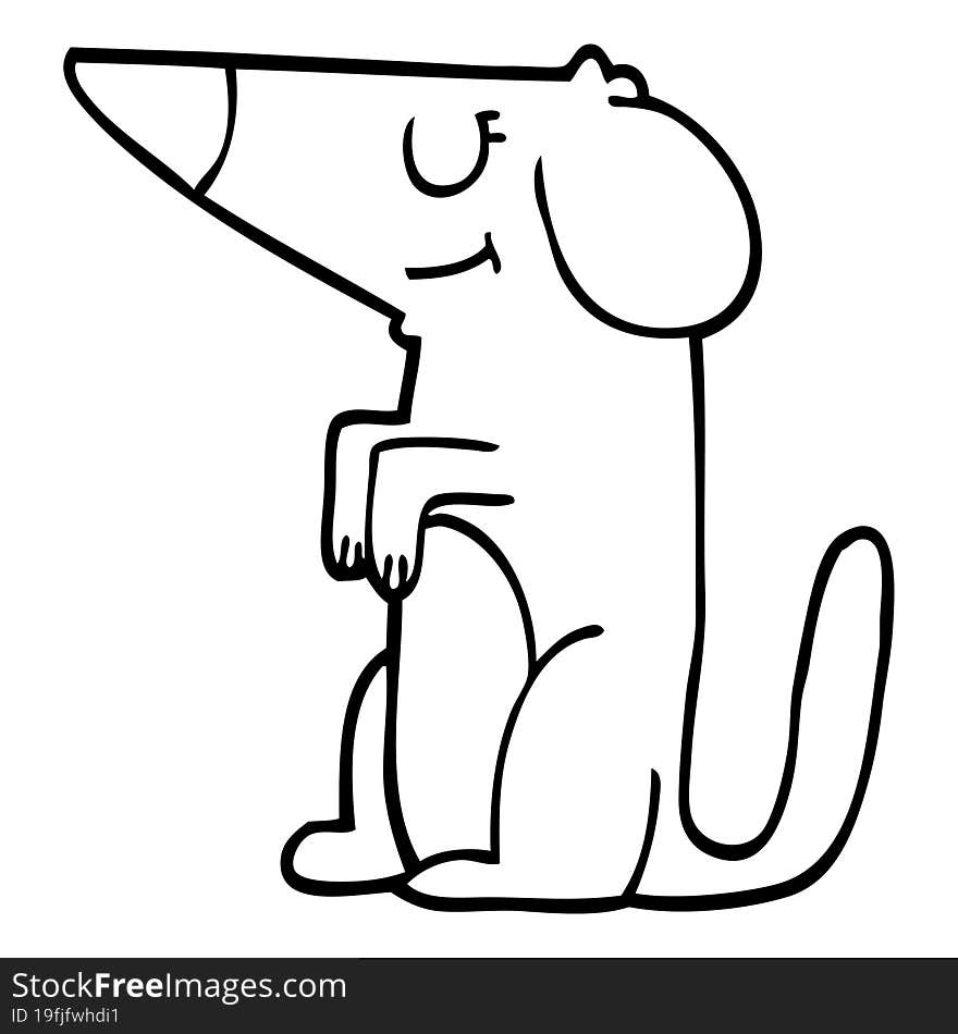 line drawing cartoon well behaved dog