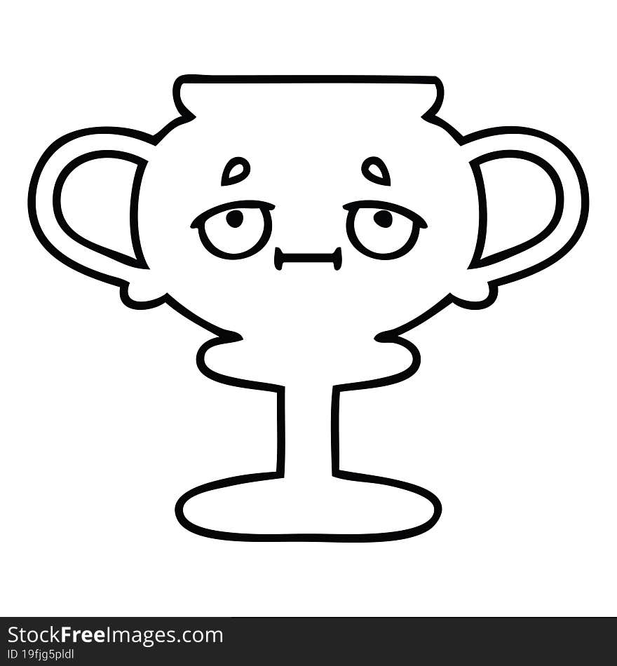 line drawing cartoon of a trophy. line drawing cartoon of a trophy