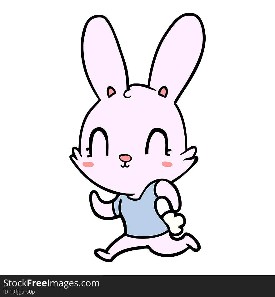 cute cartoon rabbit running. cute cartoon rabbit running