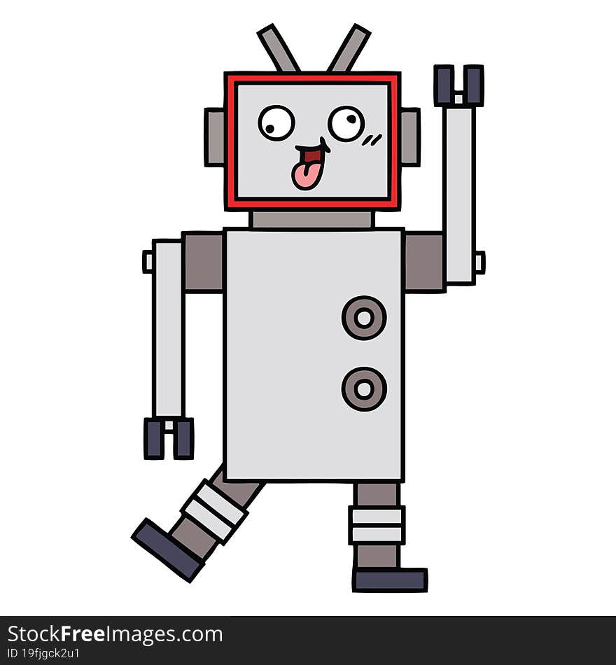 cute cartoon of a crazy robot. cute cartoon of a crazy robot