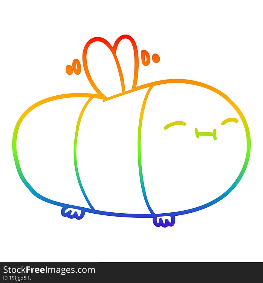 rainbow gradient line drawing happy cartoon bee