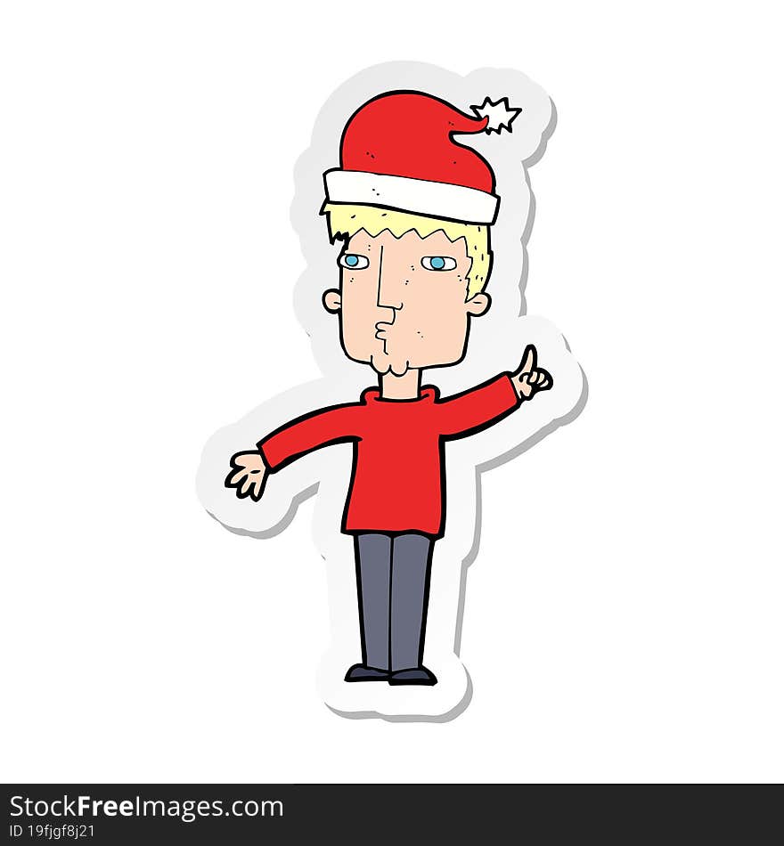 Sticker Of A Cartoon Man Ready For Christmas