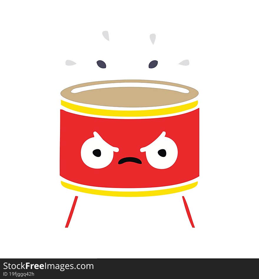 flat color retro cartoon drum