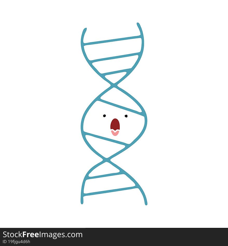 flat color retro cartoon of a DNA strand